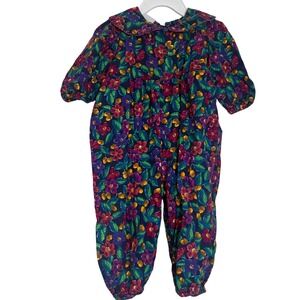 Genuine Baby Floral‎ Print 18 Months Girls Jumpsuit Romper Peter Pan Collar